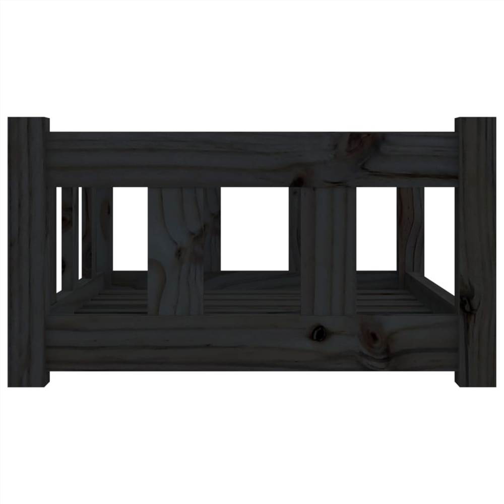 Cama para cachorro preta 65,5x50,5x28 cm madeira maciça de pinho