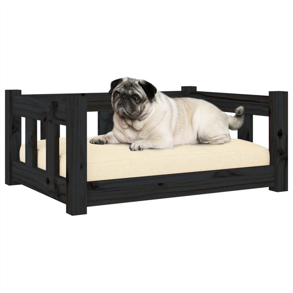 Cama para cachorro preta 65,5x50,5x28 cm madeira maciça de pinho