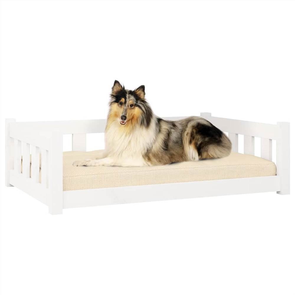 White Dog Bed 95.5x65.5x28 cm Solid Pine Wood
