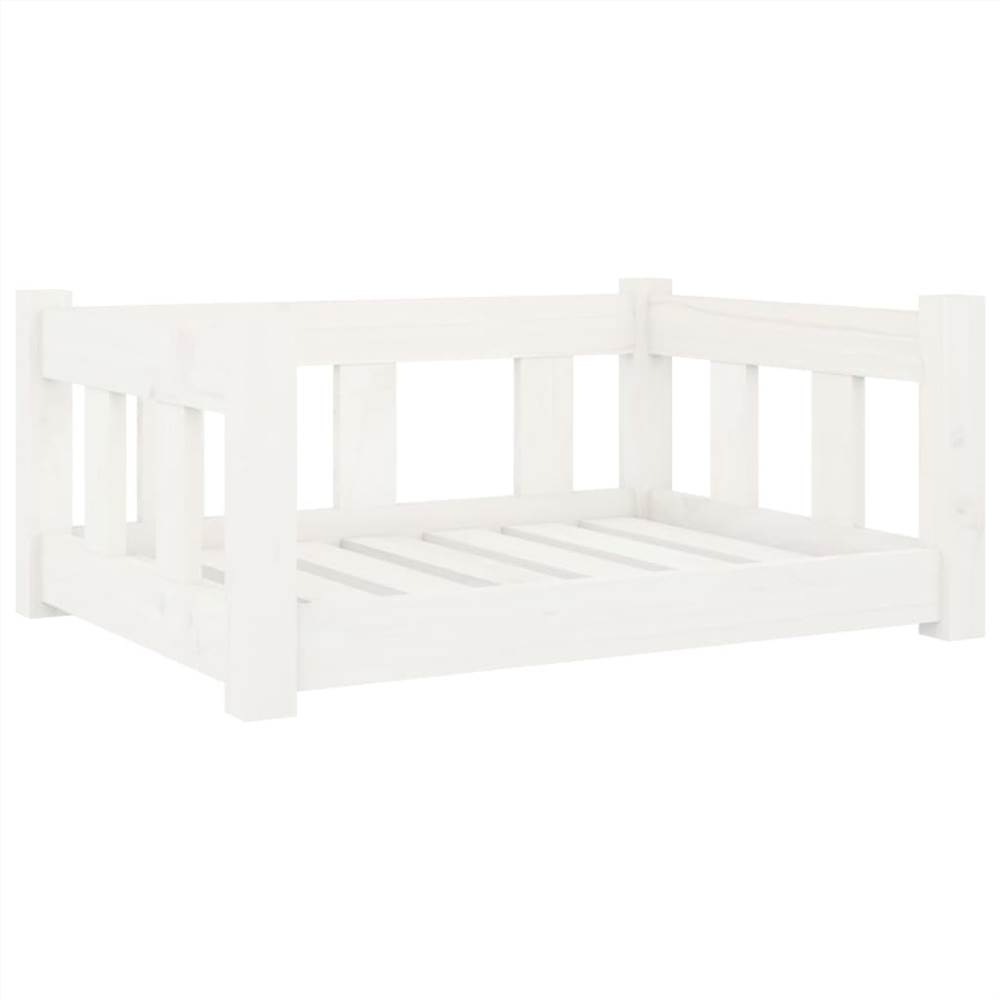 White Dog Bed 65.5x50.5x28 cm Solid Pine Wood