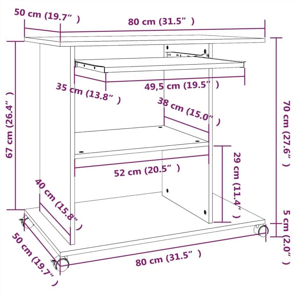 Mesa de computador cinza Sonoma 80x50x75 cm Madeira projetada