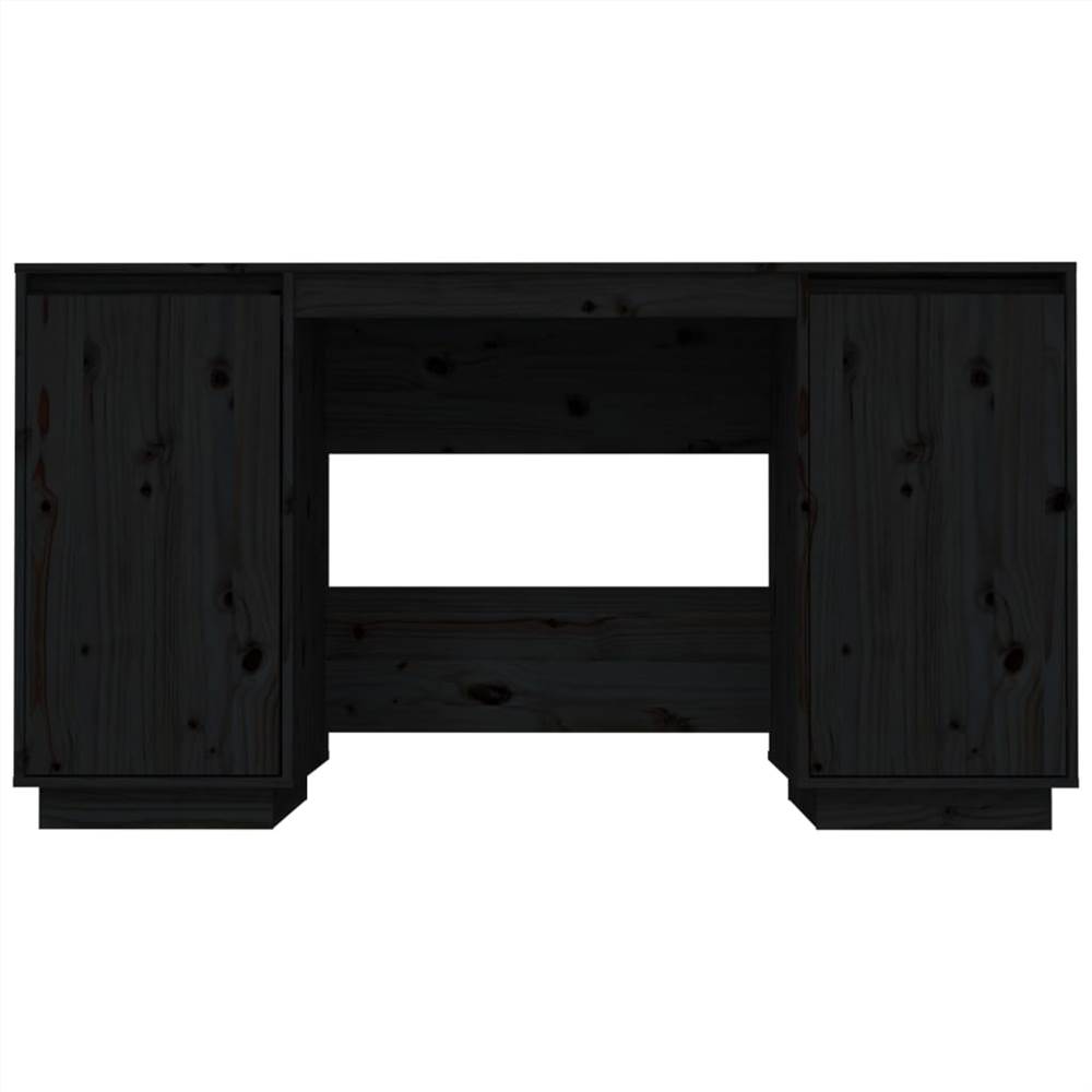 Black Desk 140x50x75 cm Solid Wood Pine