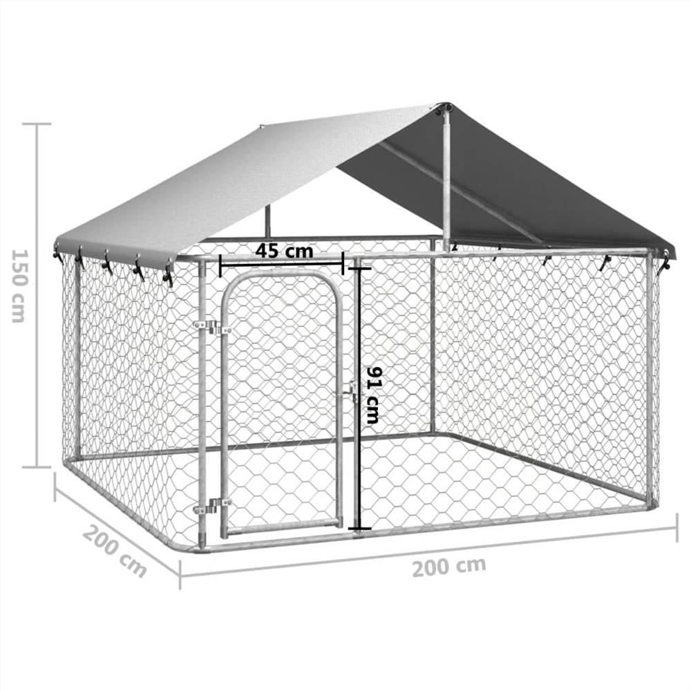 Canil externo com telhado 200x200x150 cm
