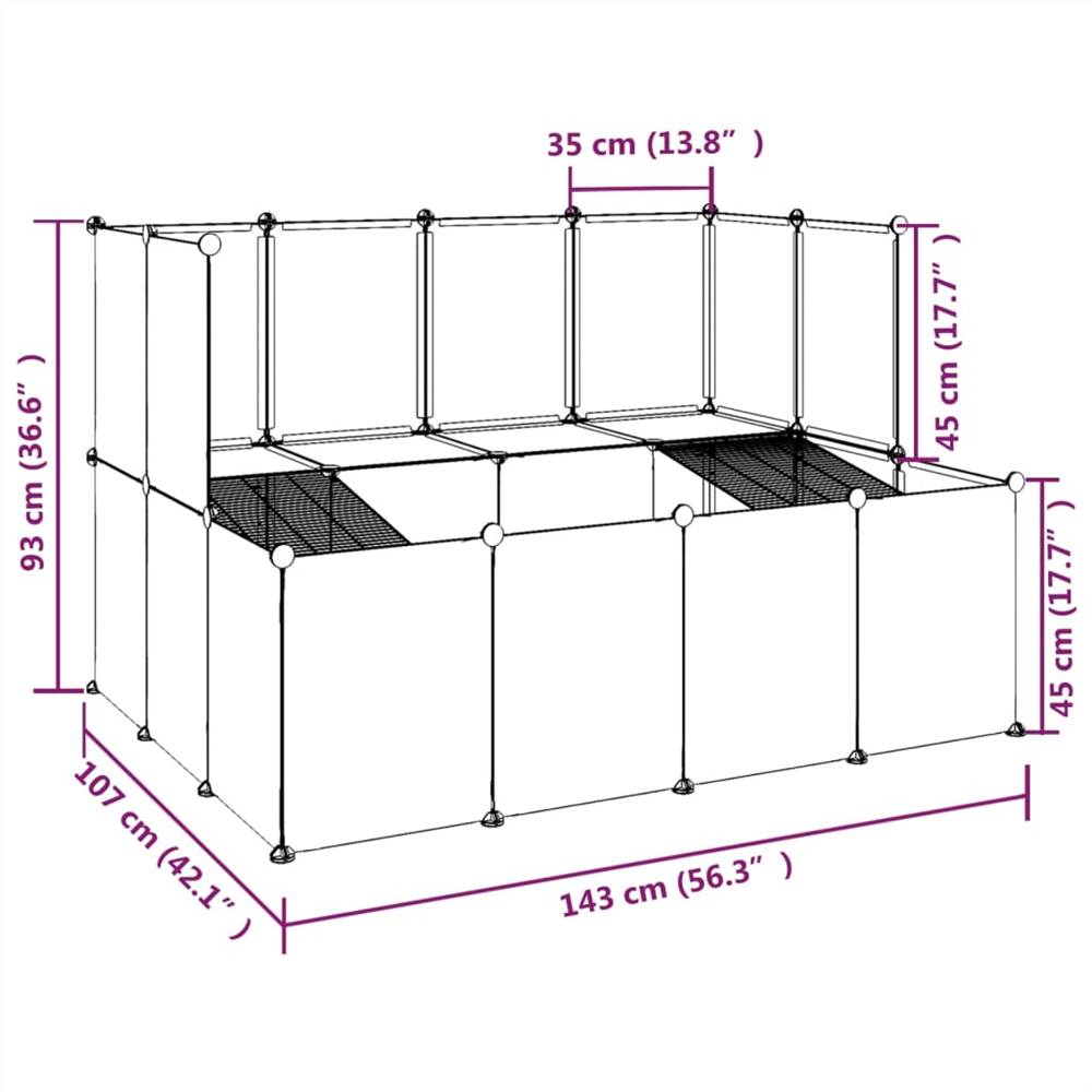 Small Animal Cage Black 143x107x93 cm PP and Steel