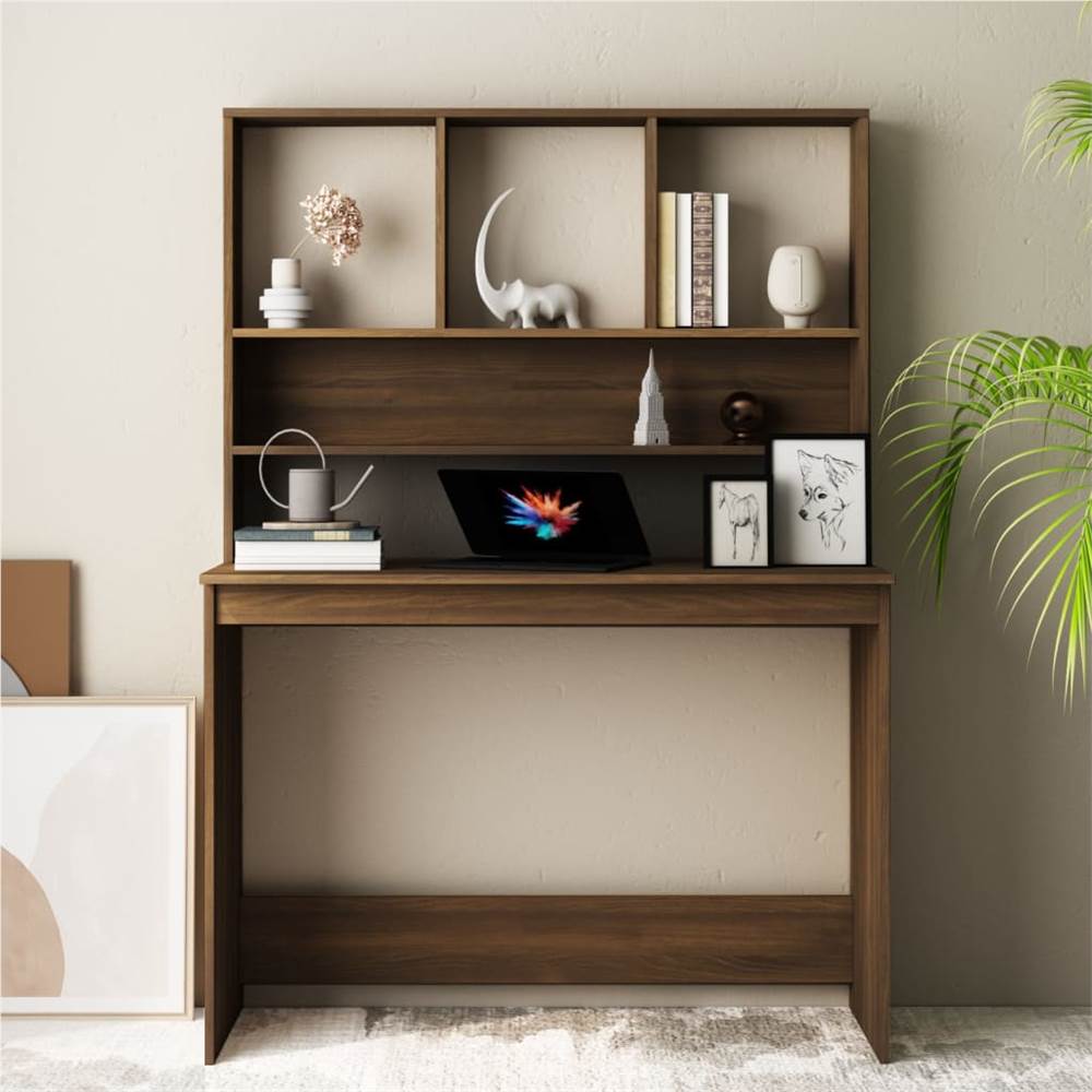 Desk with shelves Brown oak 110x45x157 cm Engineered wood