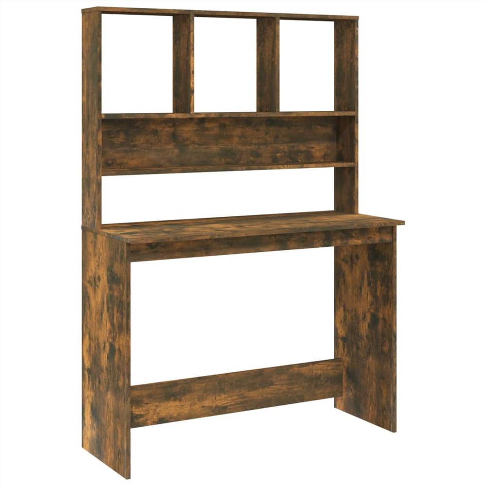 Desk with shelves Smoked oak 110x45x157 cm Engineered wood