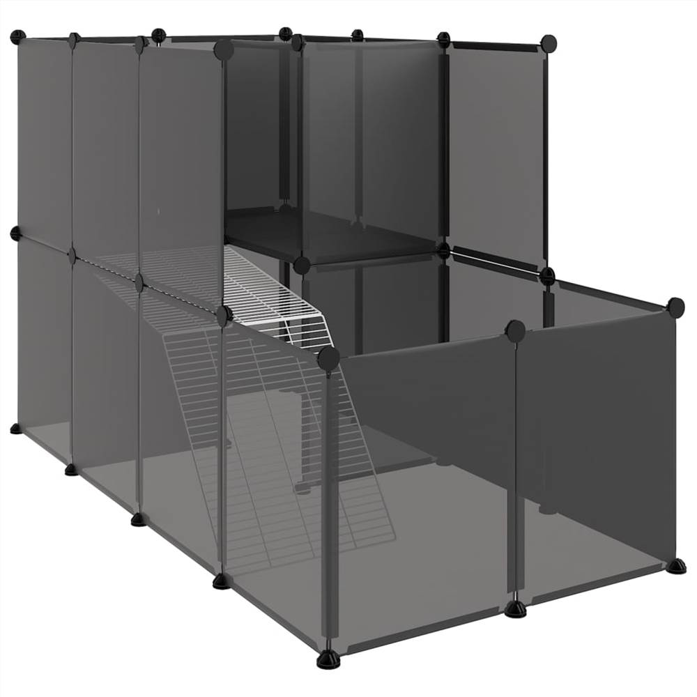 Cage Petits Animaux Noir 142x74x93 cm PP et Acier