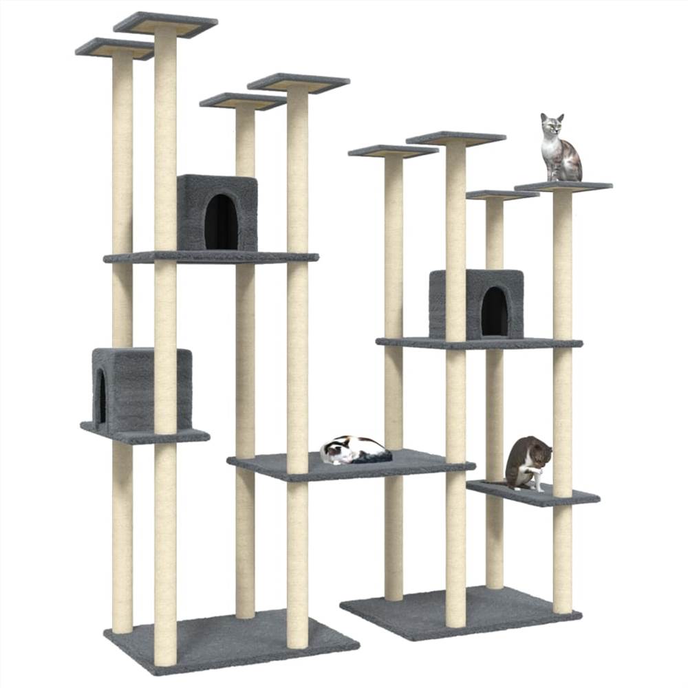 Kattetræ med kradsestolper i mørkegrå sisal 174 cm