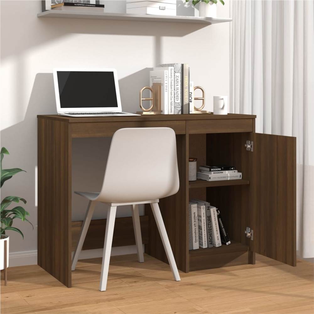 Brown Oak Desk 100x50x76 cm Engineered Wood
