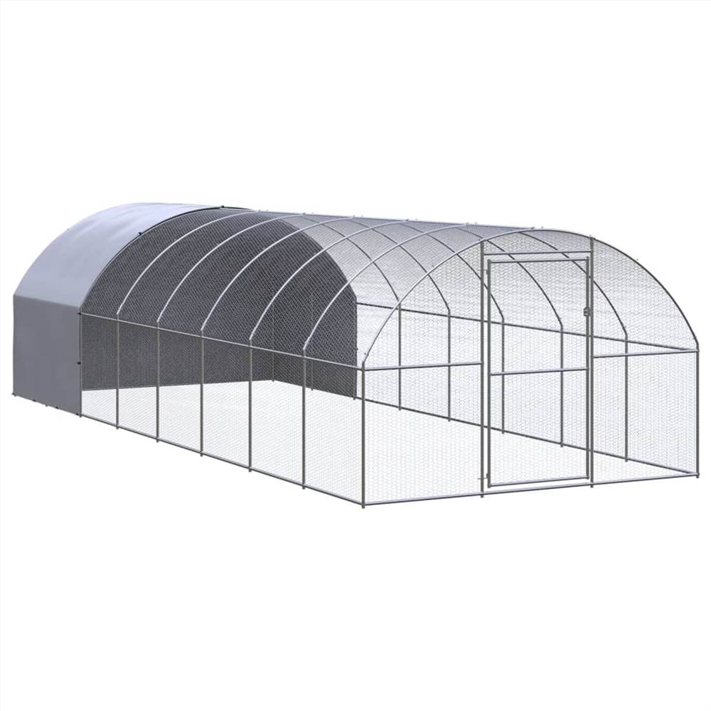 Udendørs hønsegård 3x8x2m galvaniseret stål