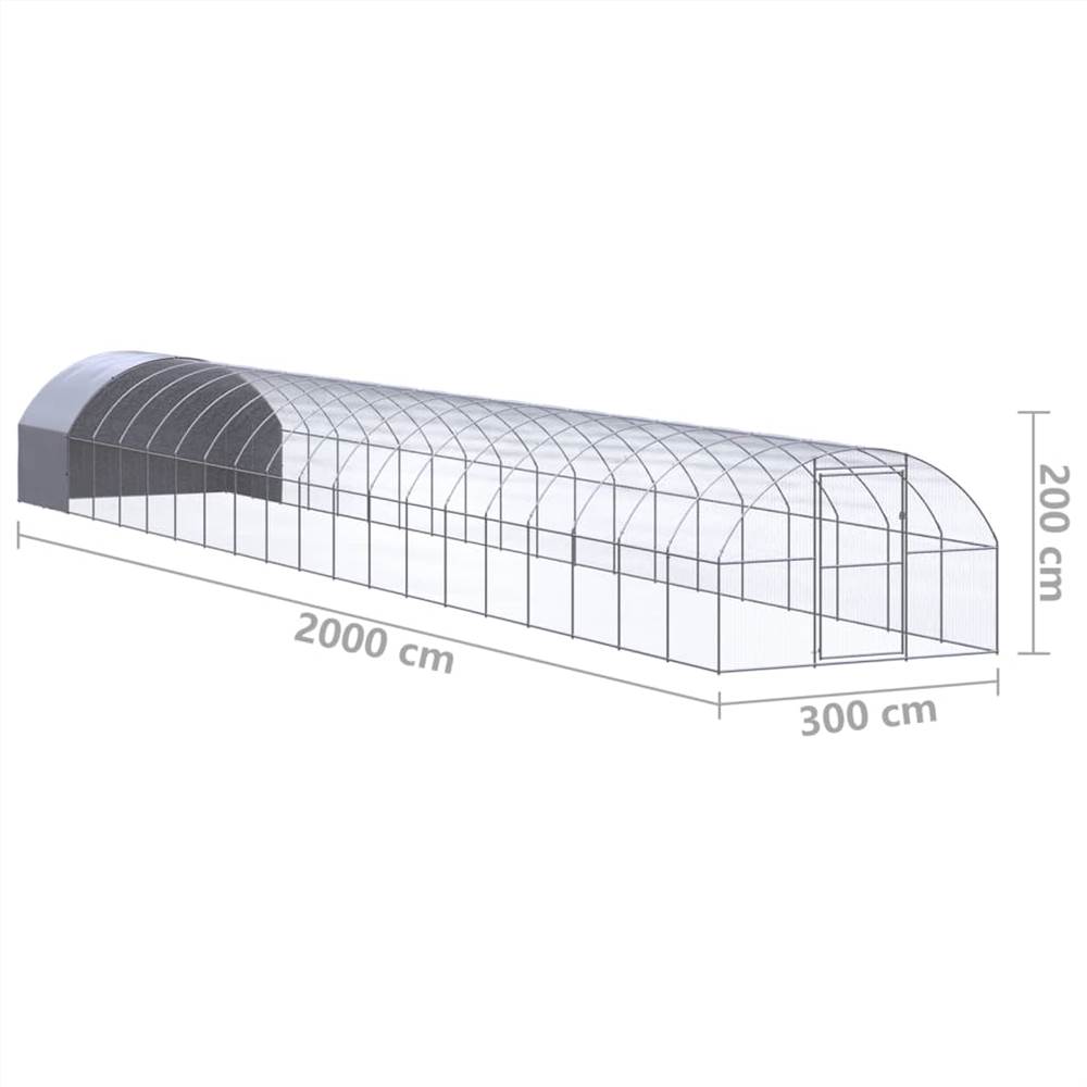 Udendørs hønsegård 3x20x2m galvaniseret stål