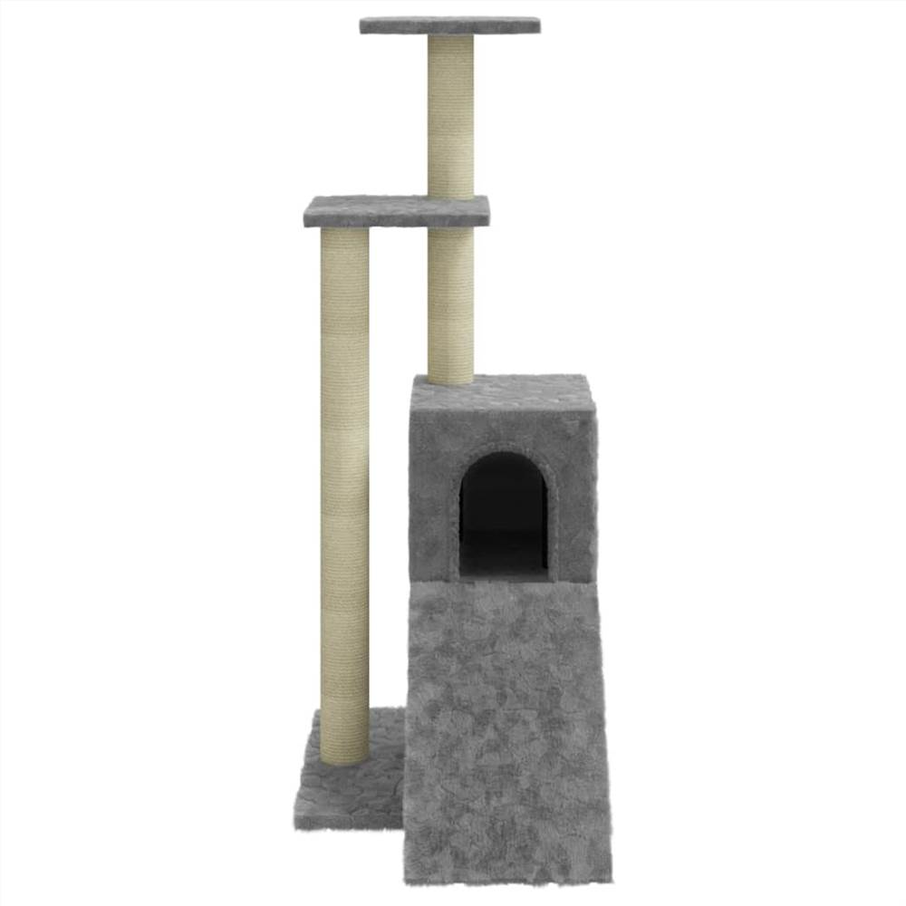 Cat tree with scratching posts in light gray sisal 92 cm