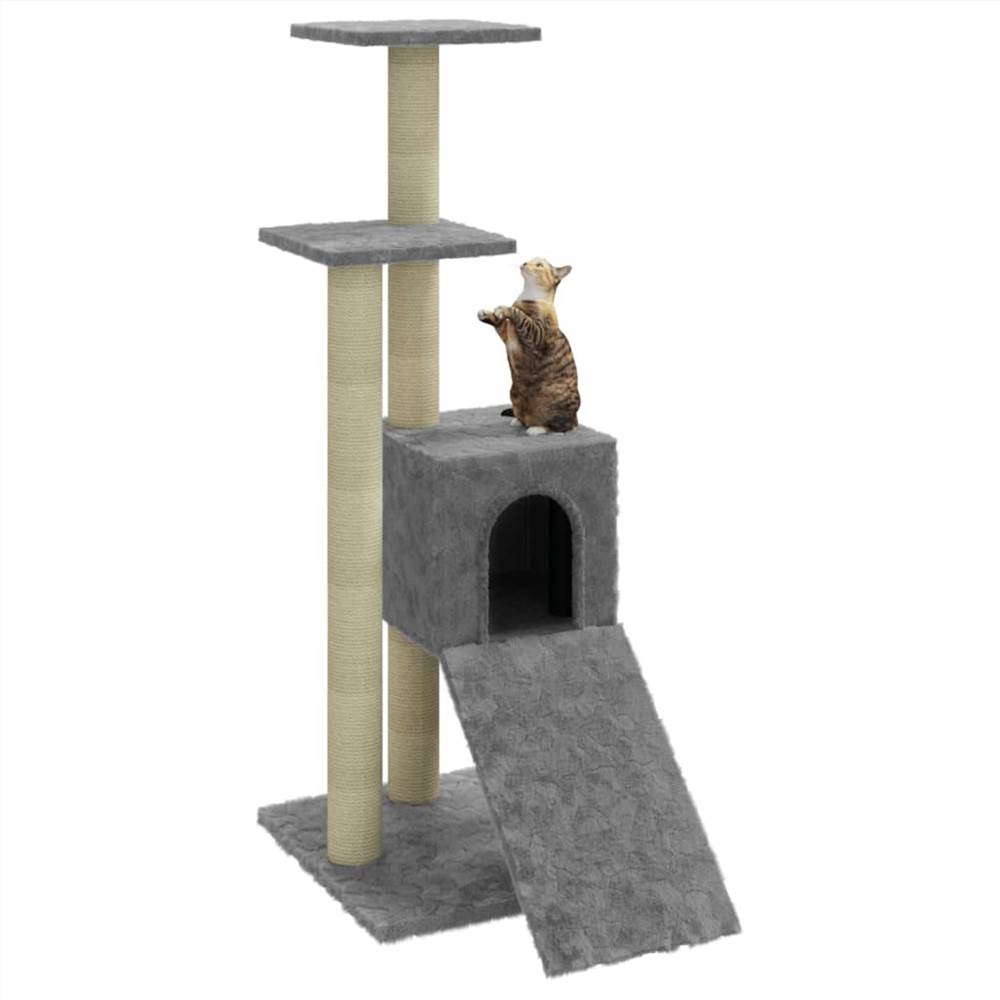 Cat tree with scratching posts in light gray sisal 92 cm