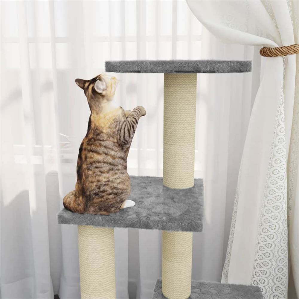 Rascador para gatos con rascador de sisal gris claro 92 cm