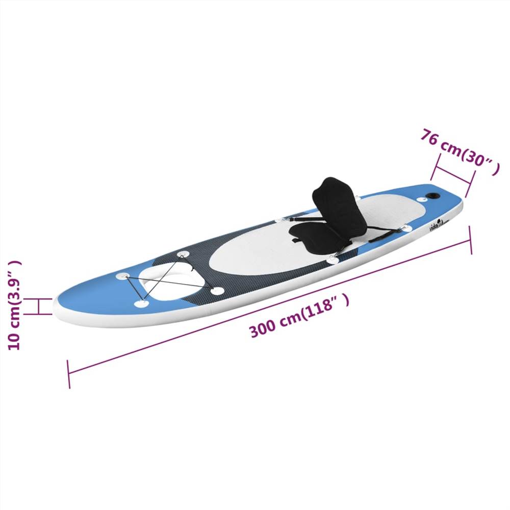 Opblaasbare Stand Up Paddle Boardset Zeeblauw 300X76x10 Cm
