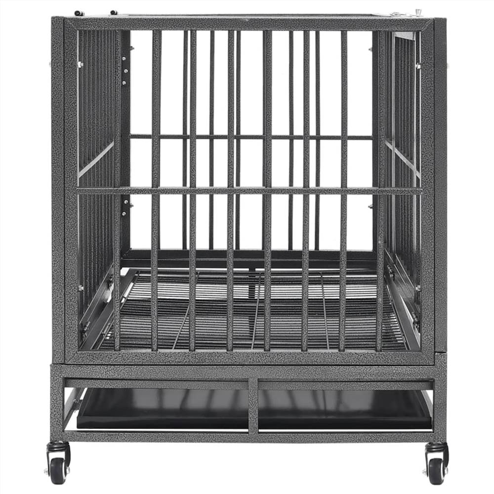 Cage pour chien à roulettes Acier 102x72x85 cm