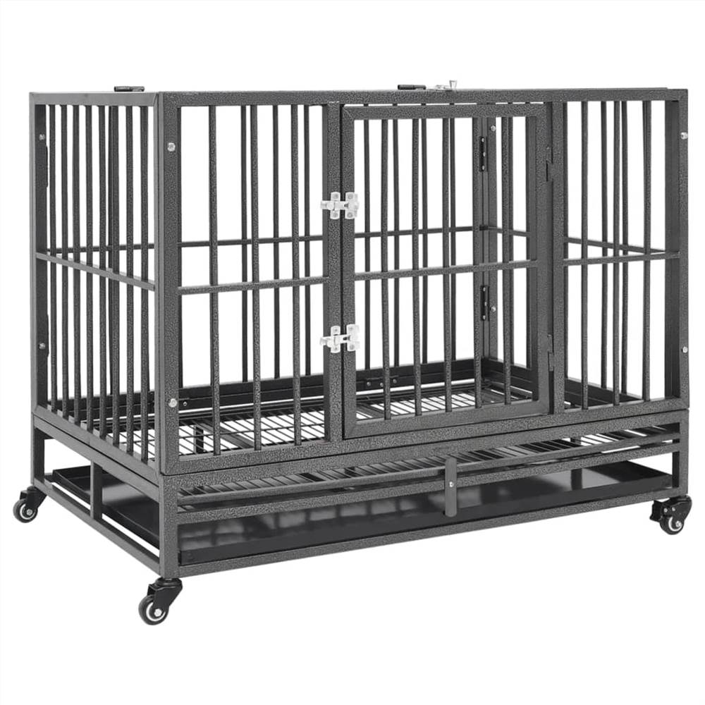 Cage pour chien à roulettes Acier 102x72x85 cm