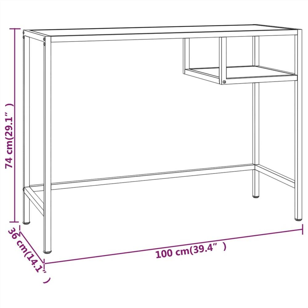 Λευκό και Χρυσό Γραφείο Υπολογιστή 100x36x74 cm Γυαλί