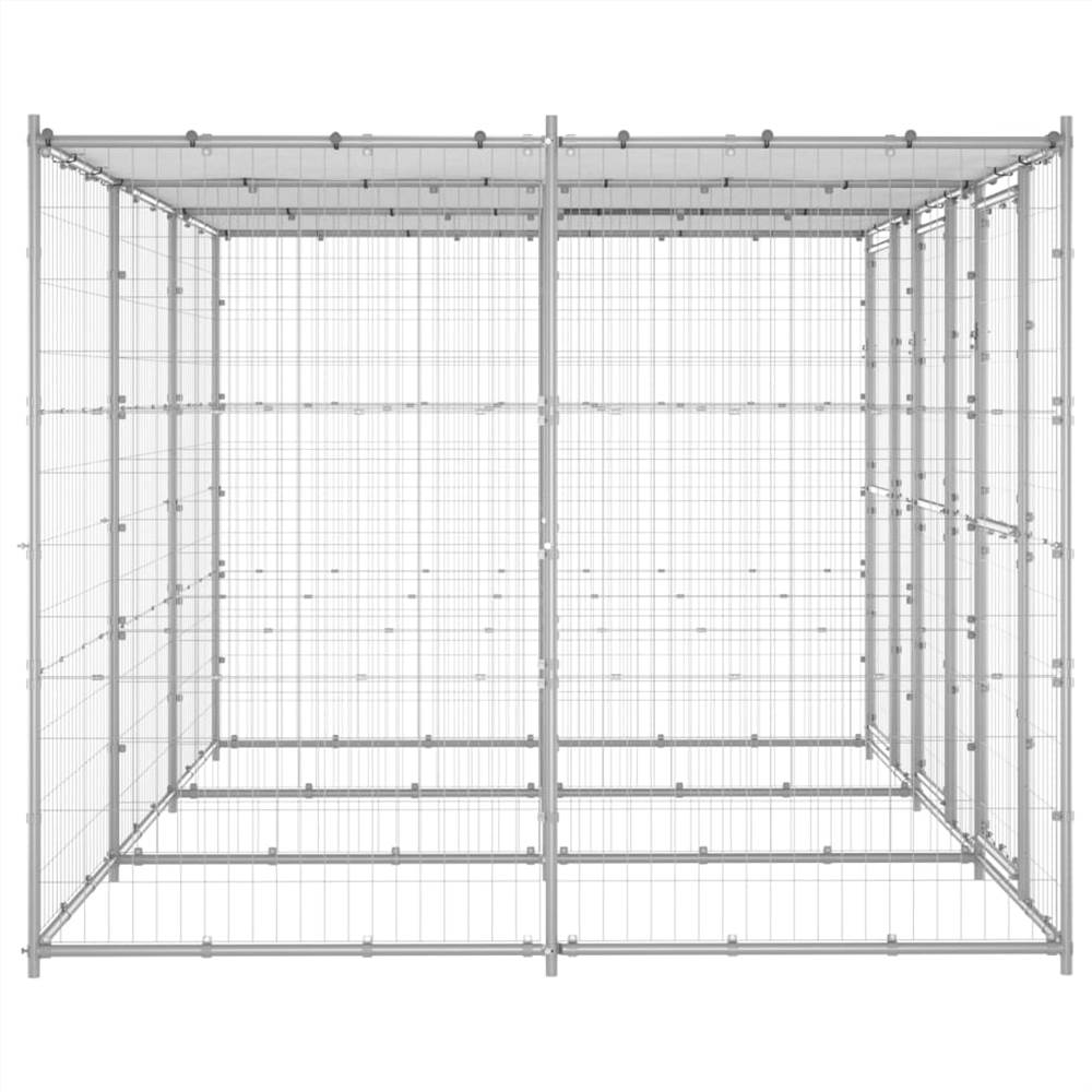 Outdoor dog kennel in galvanized steel with roof 7.26 m²