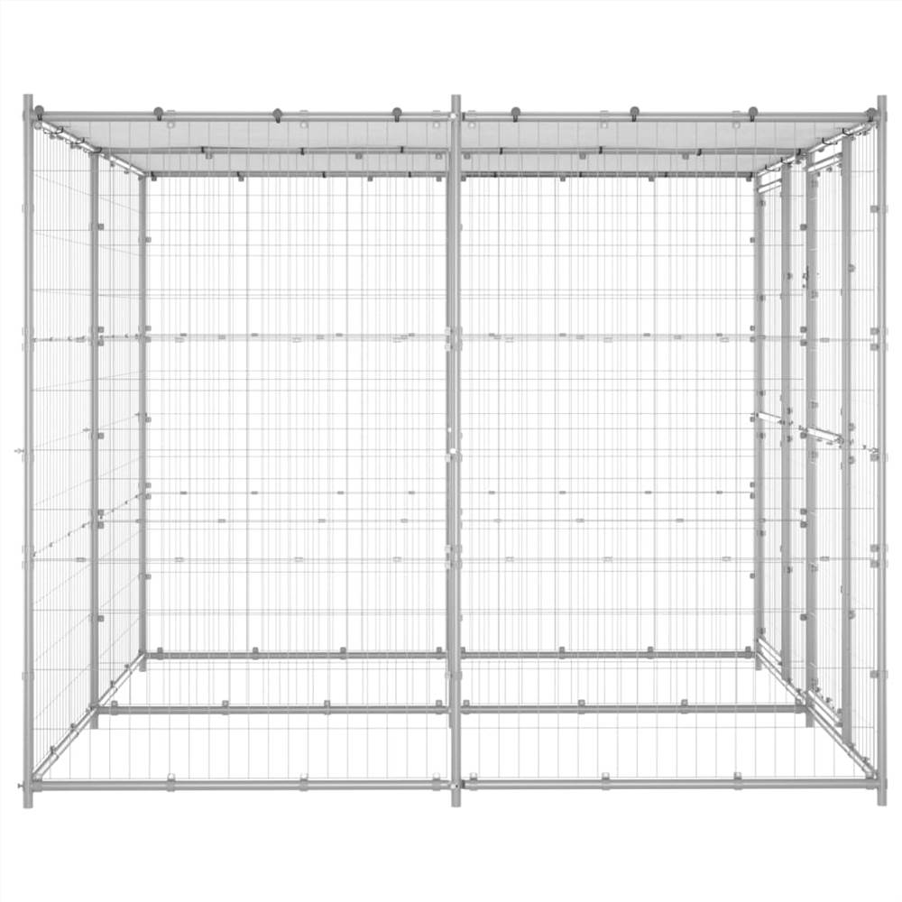 Outdoor dog kennel in galvanized steel with roof 4.84 m²