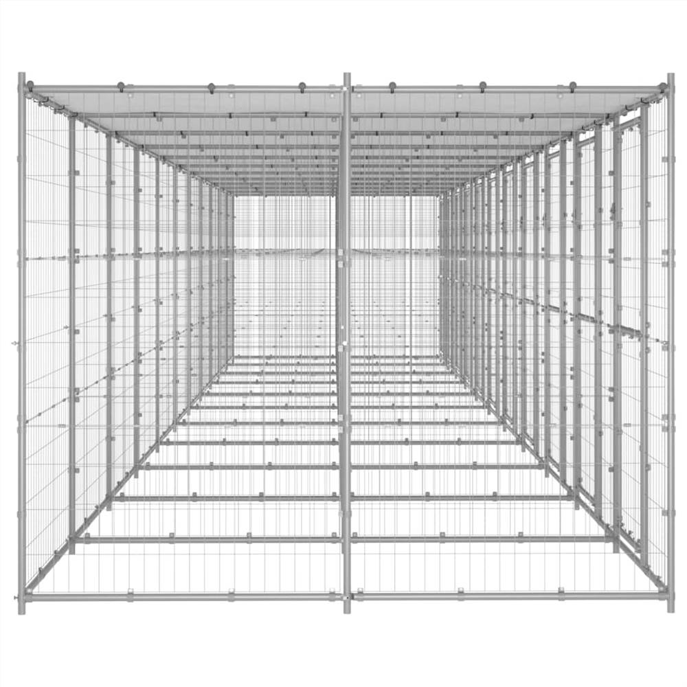 Outdoor dog kennel in galvanized steel with roof 26.62 m²