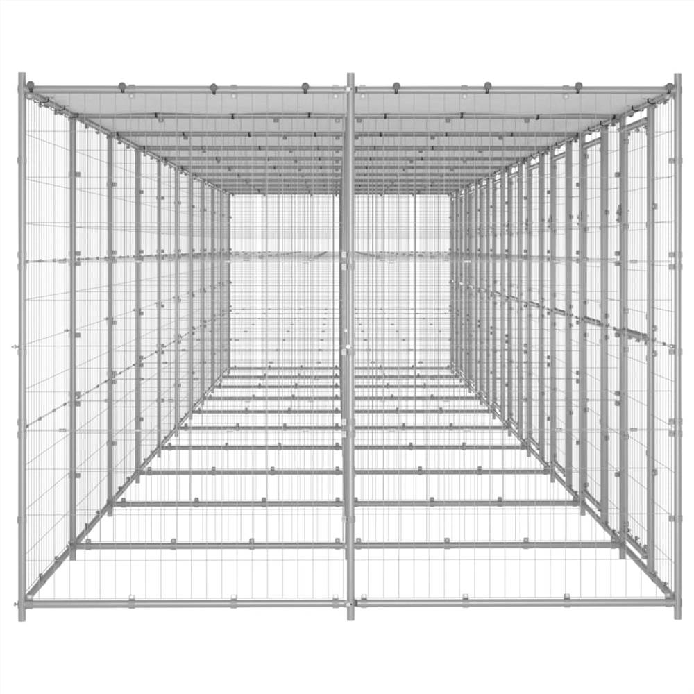 Utomhus hundkoja i galvaniserat stål med tak 24,2 m²