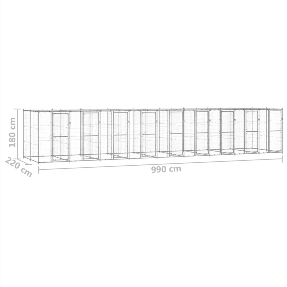 Utomhus hundkoja i galvaniserat stål med tak 21,78 m²