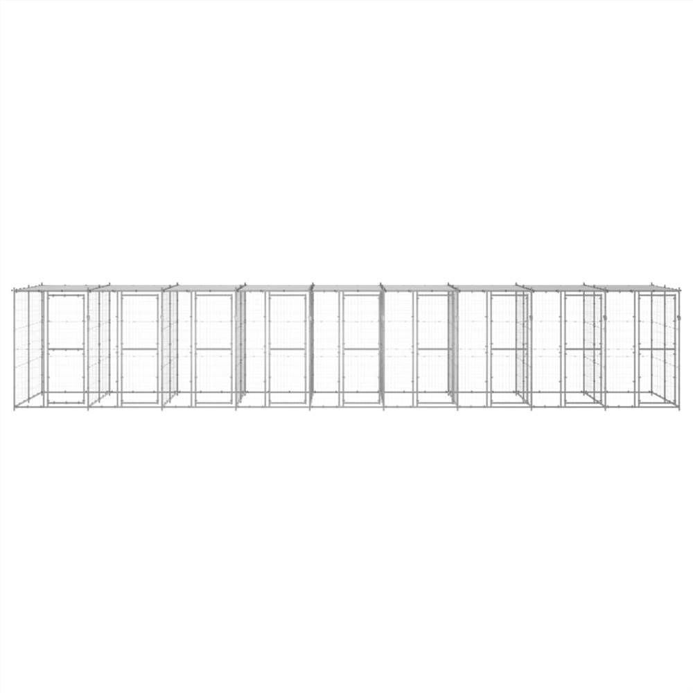 Buitenhondenkennel in gegalvaniseerd staal met dak 21,78 m²