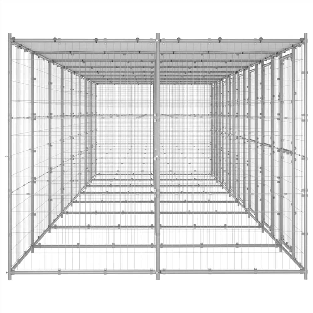 Outdoor dog kennel in galvanized steel with roof 19.36 m²