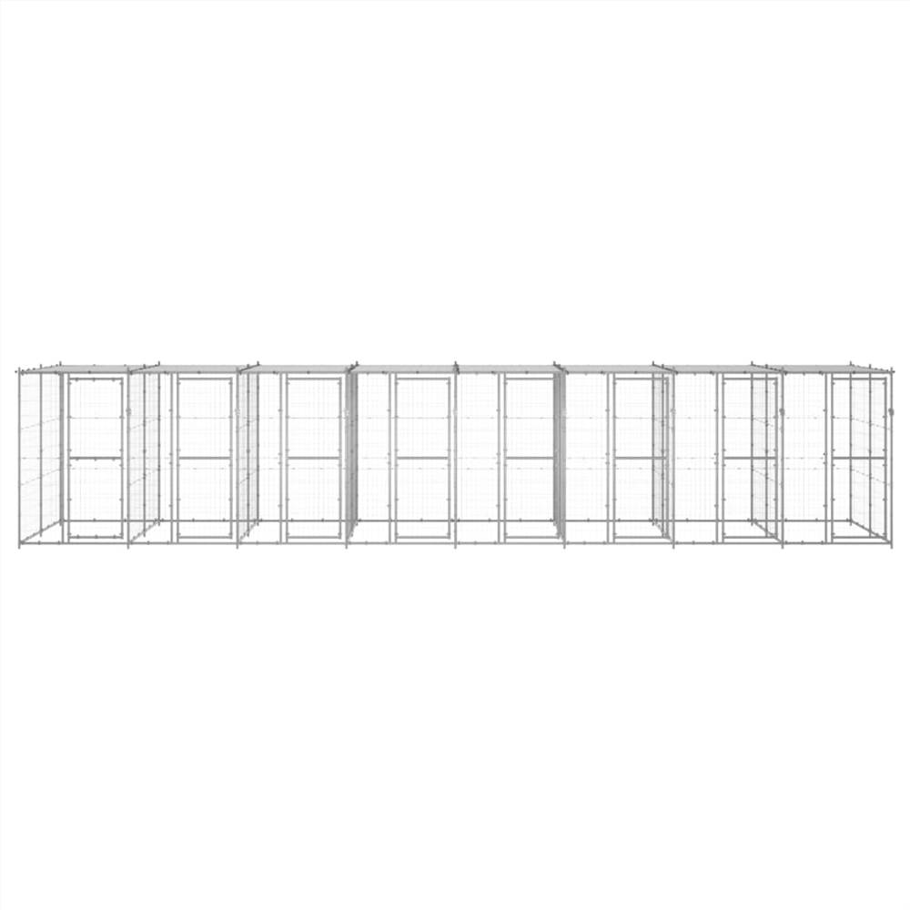 Udendørs hundegård i galvaniseret stål med tag 19,36 m²