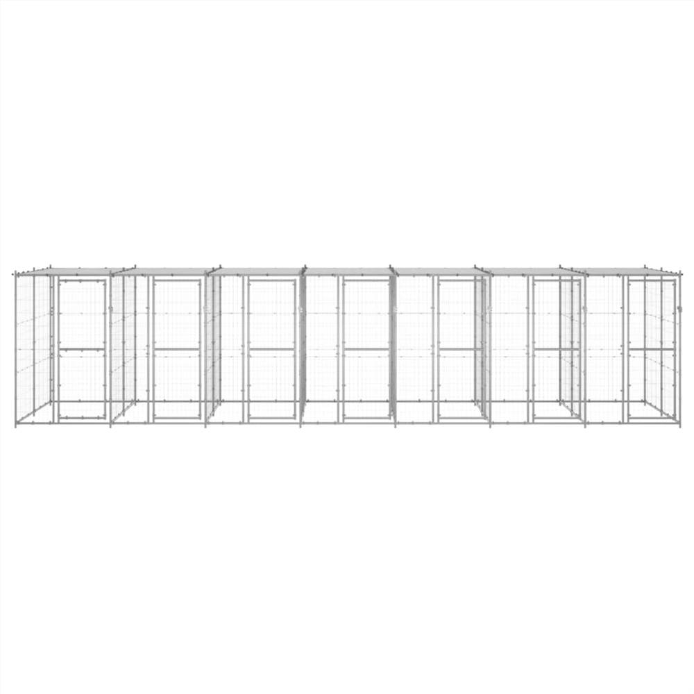 Utomhus hundkoja i galvaniserat stål med tak 16,94 m²