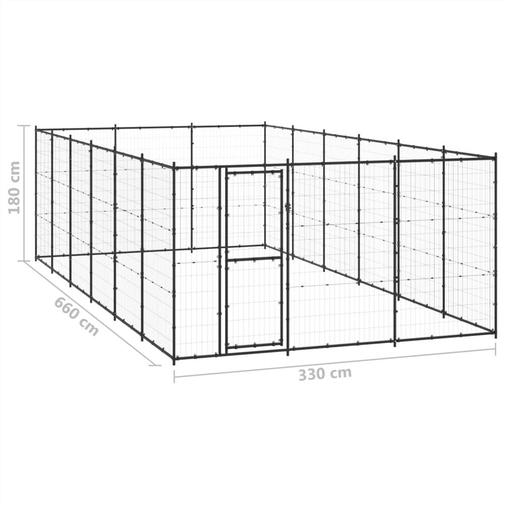 Zewnętrzna, stalowa buda dla psa o powierzchni 21,78 m²