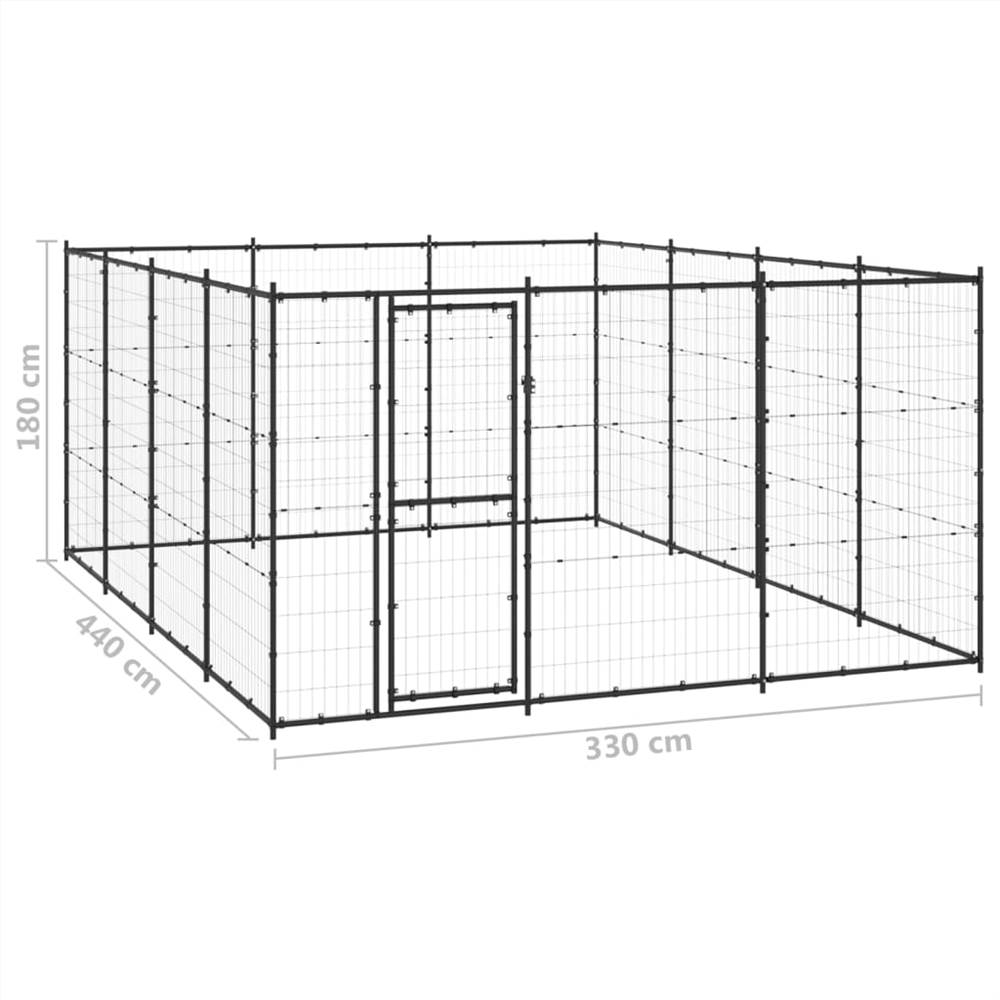 Canisa de exterior din oțel pentru câini 14,52 m²