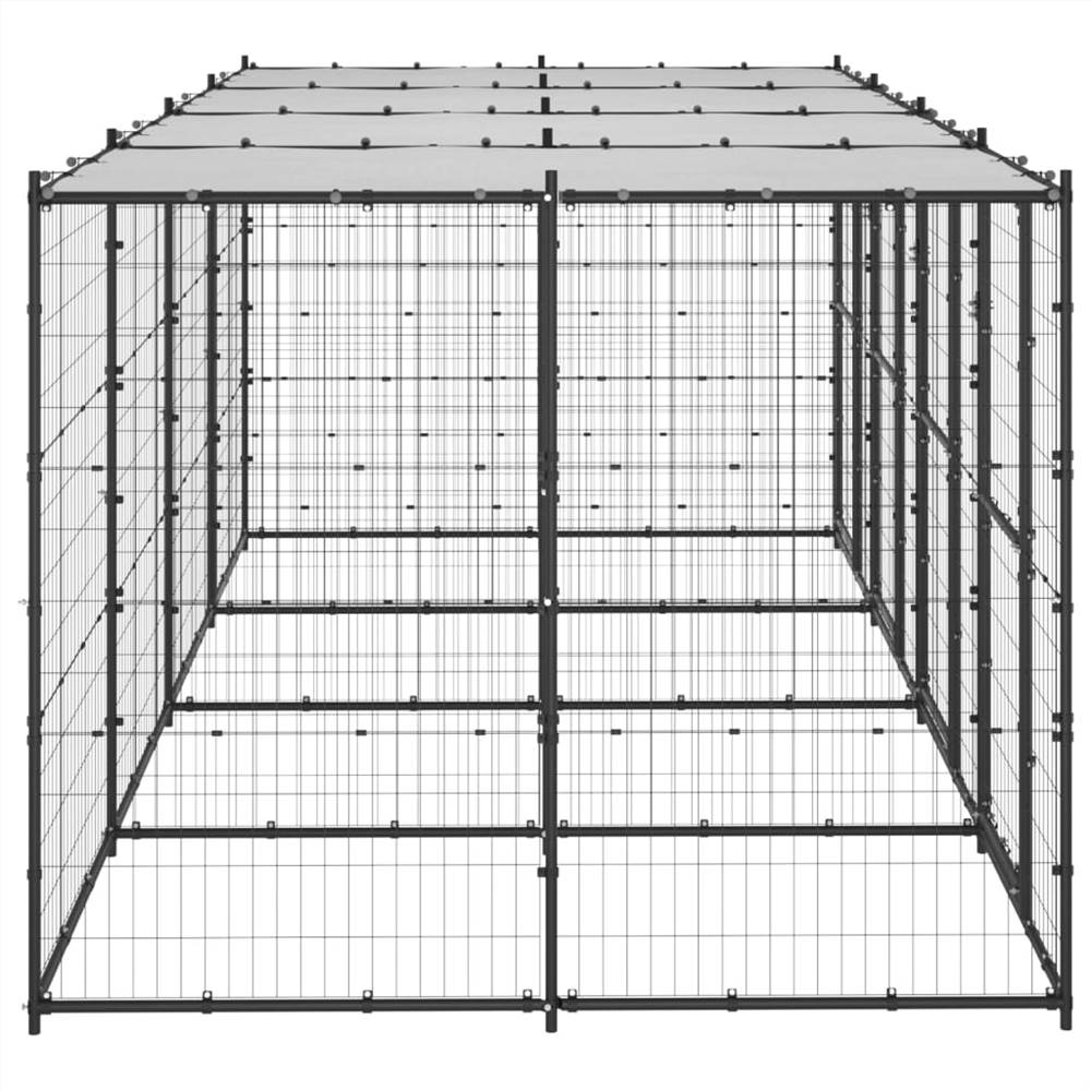 Outdoor steel dog kennel with roof 9.68 m²