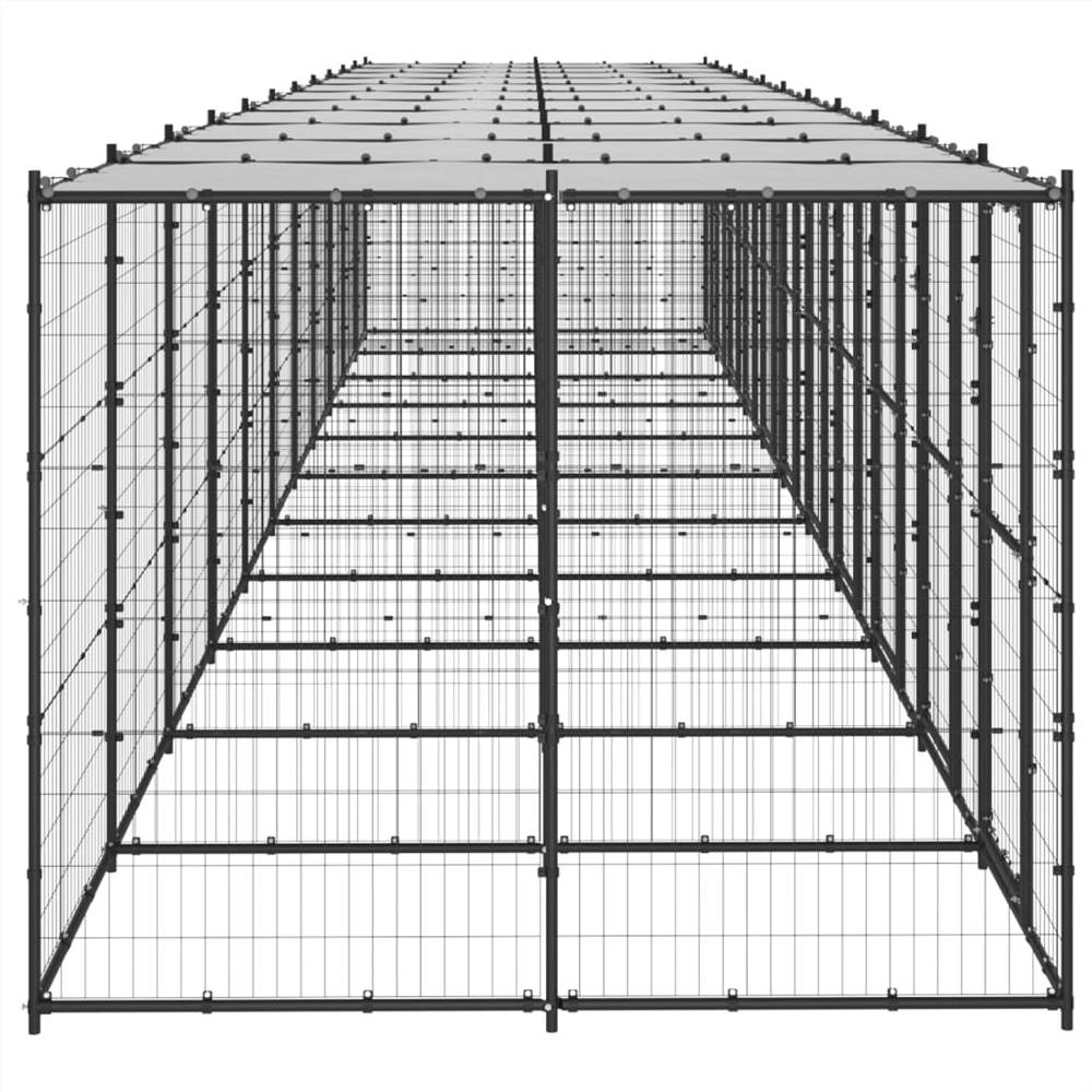 Outdoor steel dog kennel with roof 26.62 m²