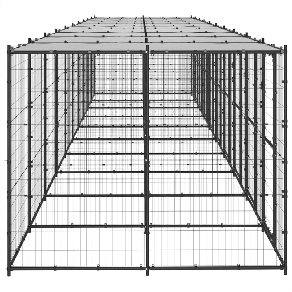 Outdoor steel dog kennel with roof 24.2 m²