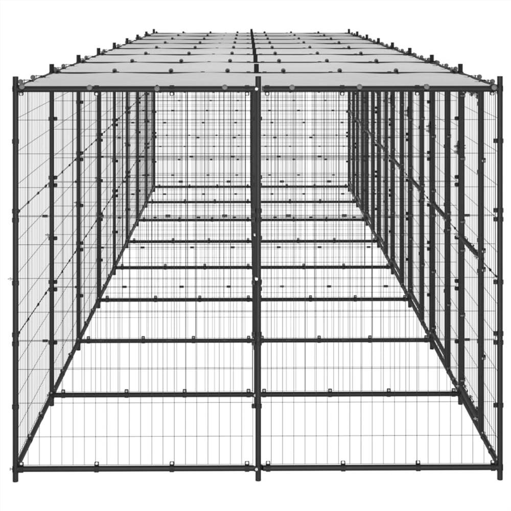 Outdoor steel dog kennel with roof 19.36 m²
