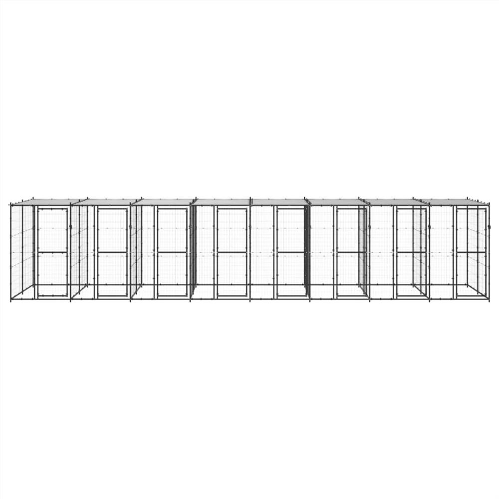 Canisa de exterior din oțel pentru câini cu acoperiș 19,36 m²
