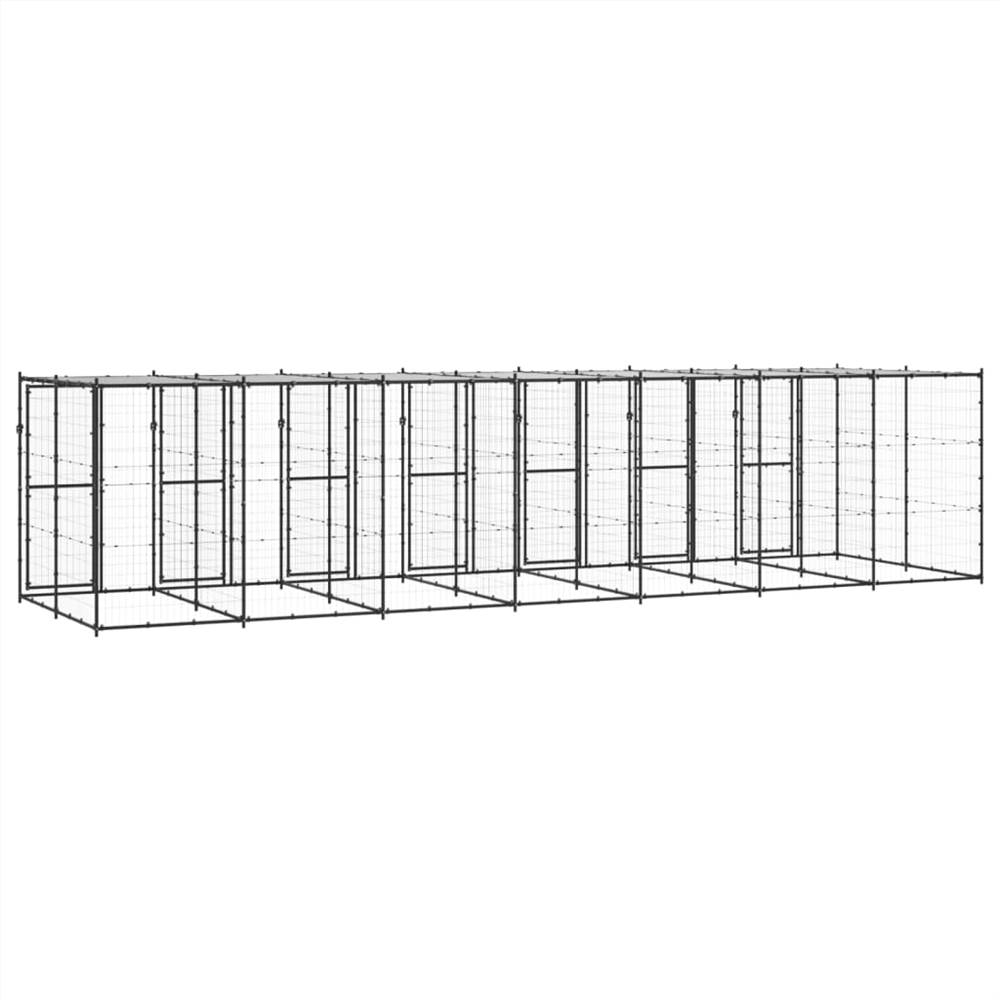 Outdoor steel dog kennel with roof 16.94 m²