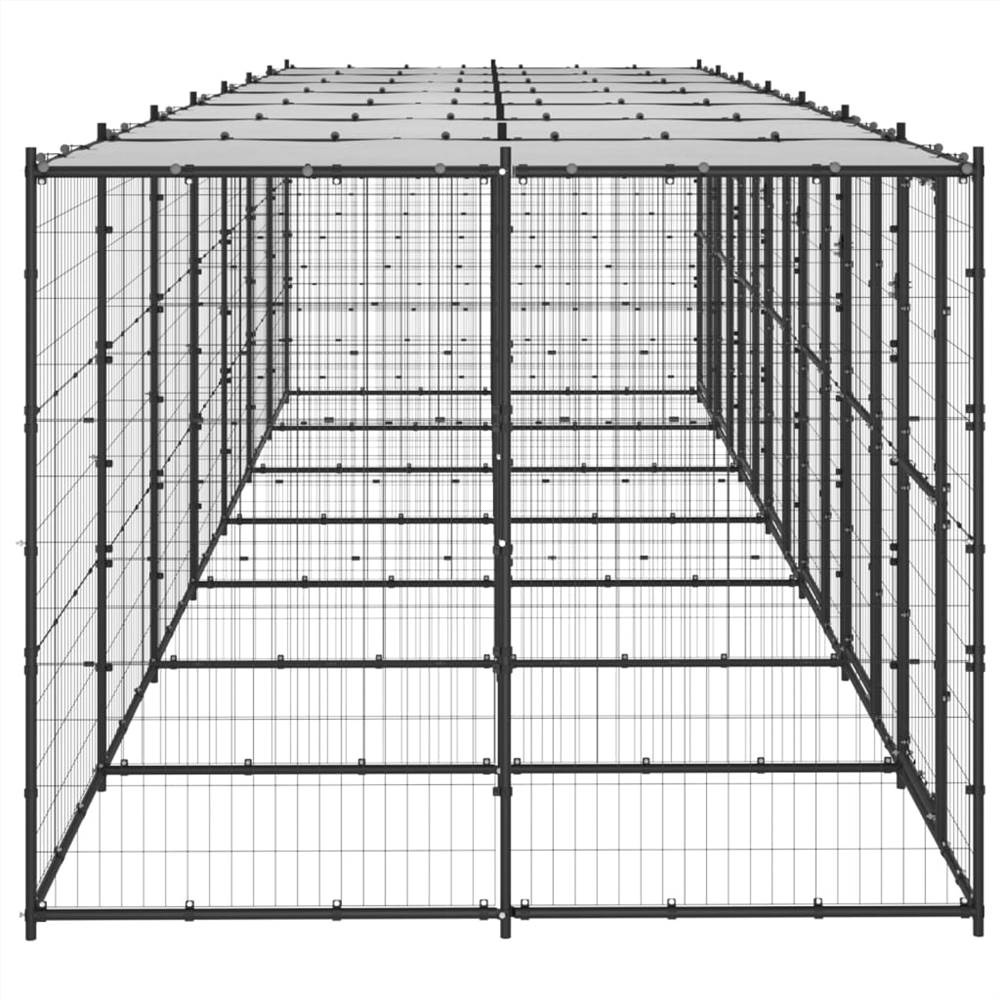 Outdoor steel dog kennel with roof 16.94 m²
