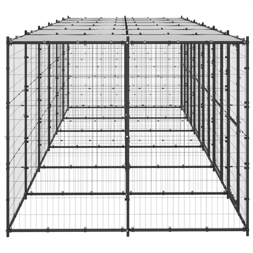 Canisa de exterior din oțel pentru câini cu acoperiș 14,52 m²