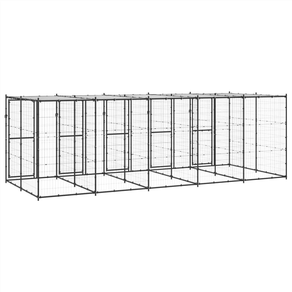Outdoor steel dog kennel with roof 12.1 m²