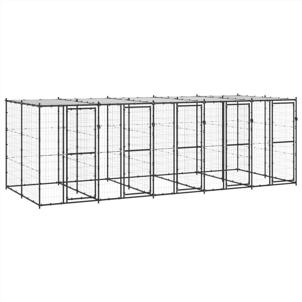 Outdoor steel dog kennel with roof 12.1 m²