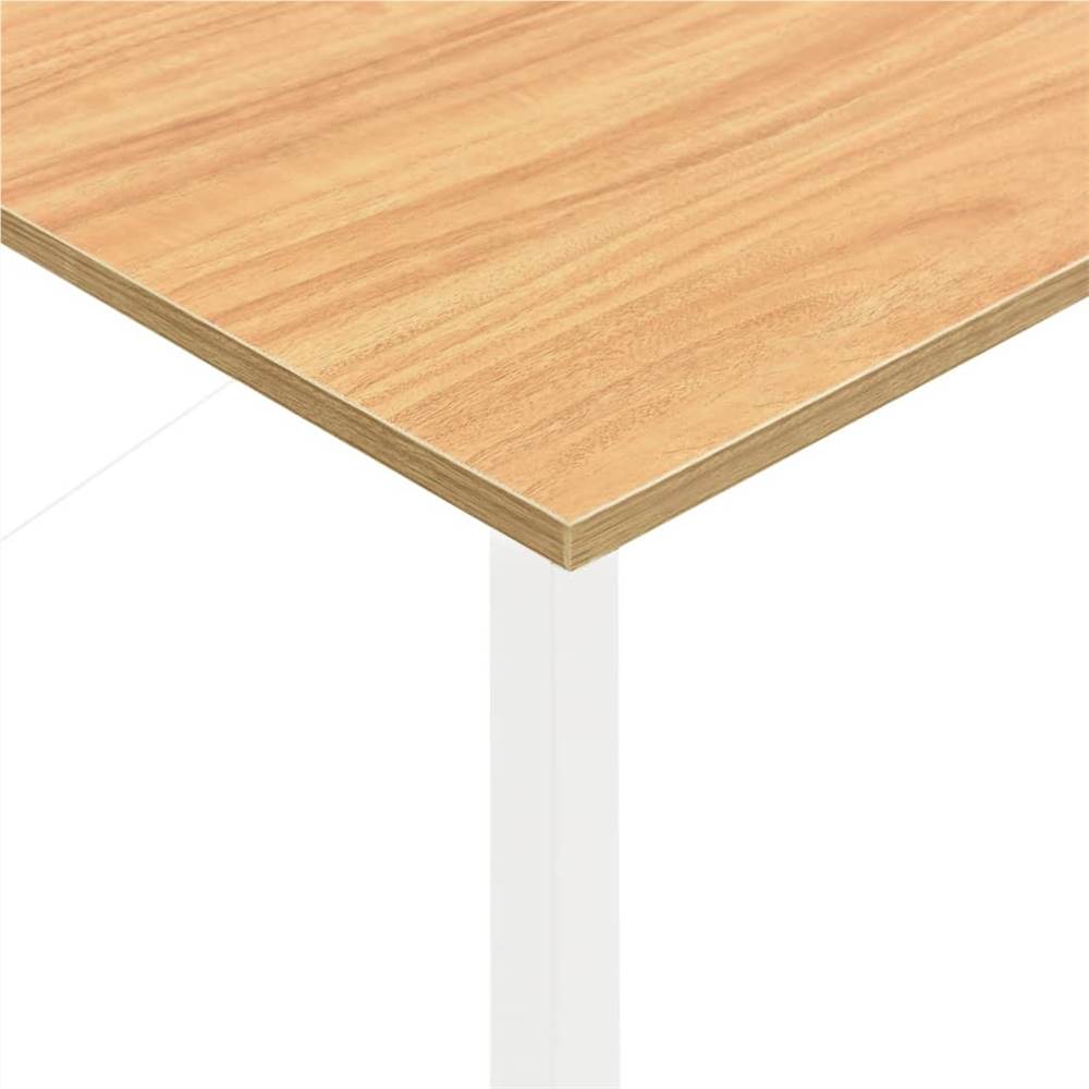 White and Light Oak Computer Desk 105x55x72 cm MDF and Metal