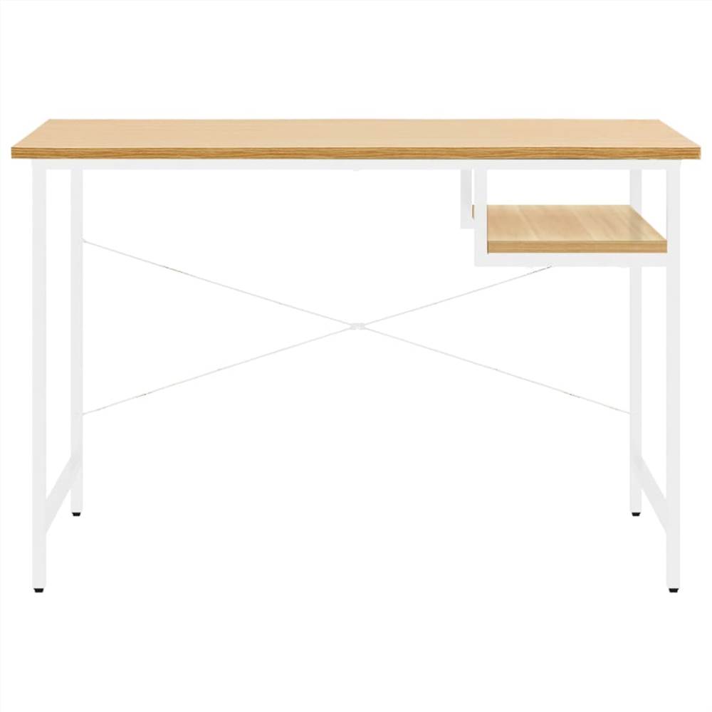 Bílý a světlý dub počítačový stůl 105x55x72 cm MDF a kov