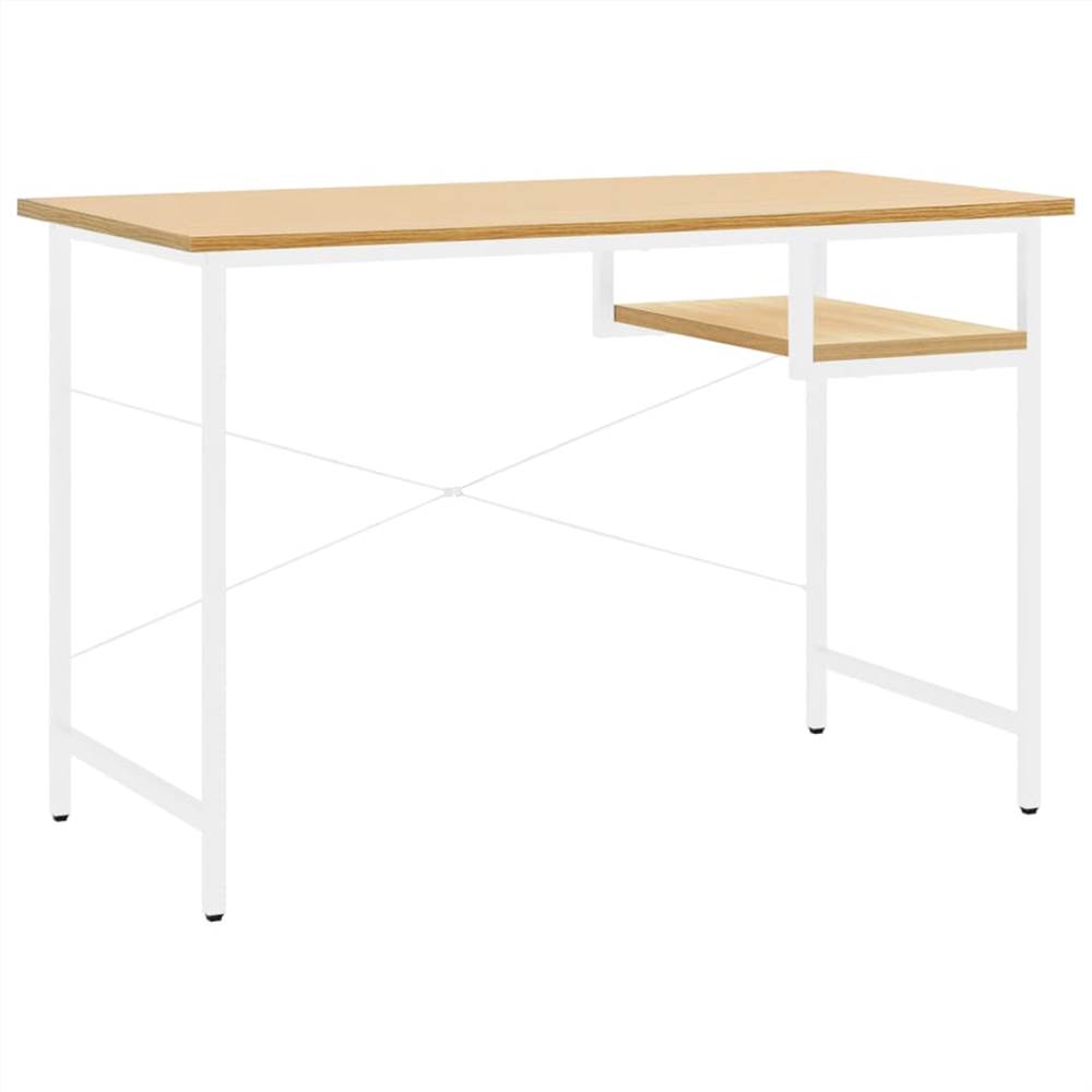 Fehér és világos tölgy számítógépes asztal 105x55x72 cm MDF és fém