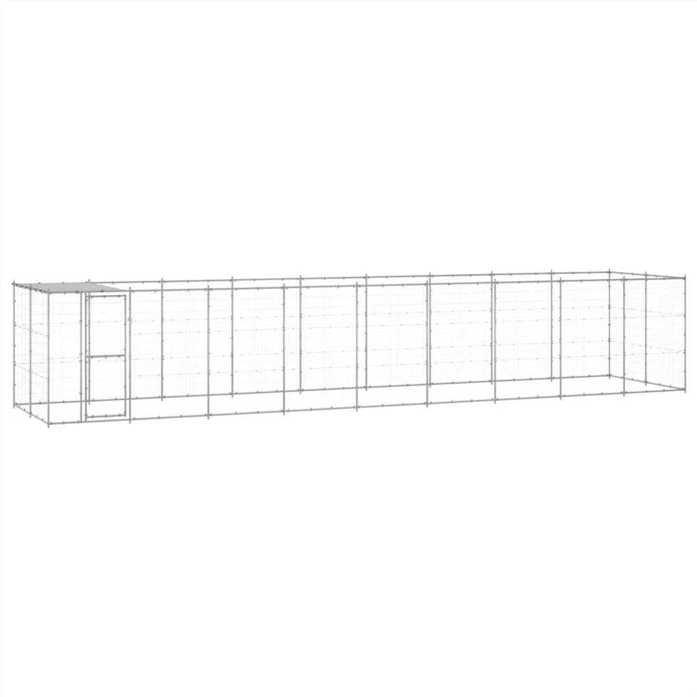 Outdoor dog kennel in galvanized steel with roof 21.78 m²