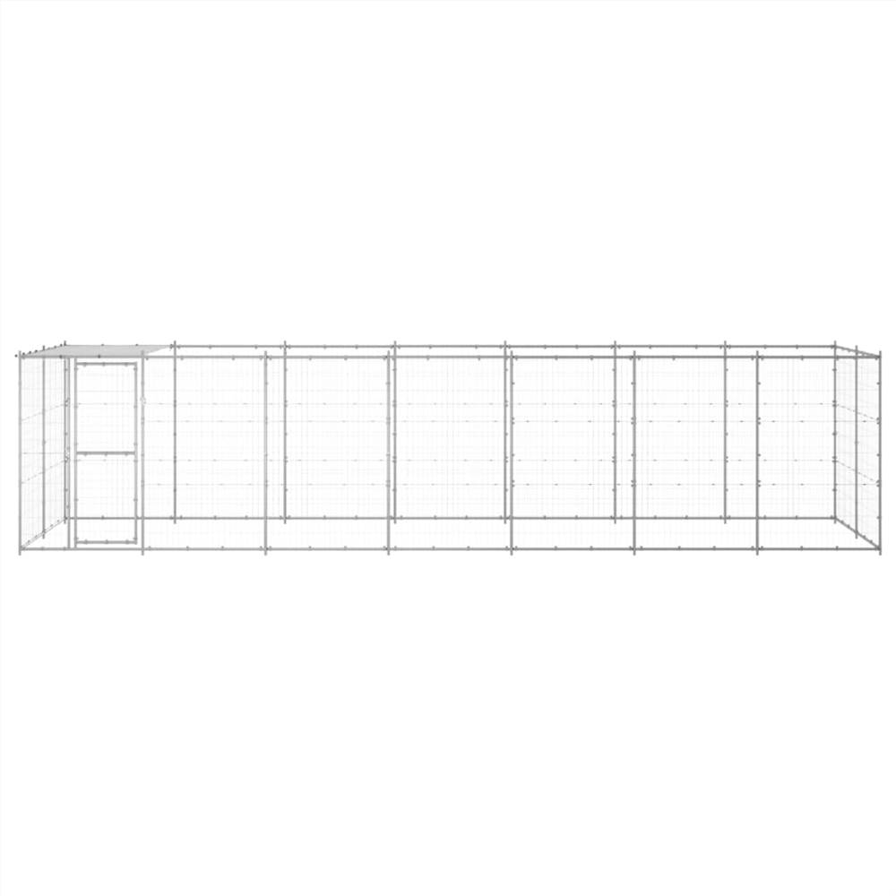 Outdoor dog kennel in galvanized steel with roof 16.94 m²