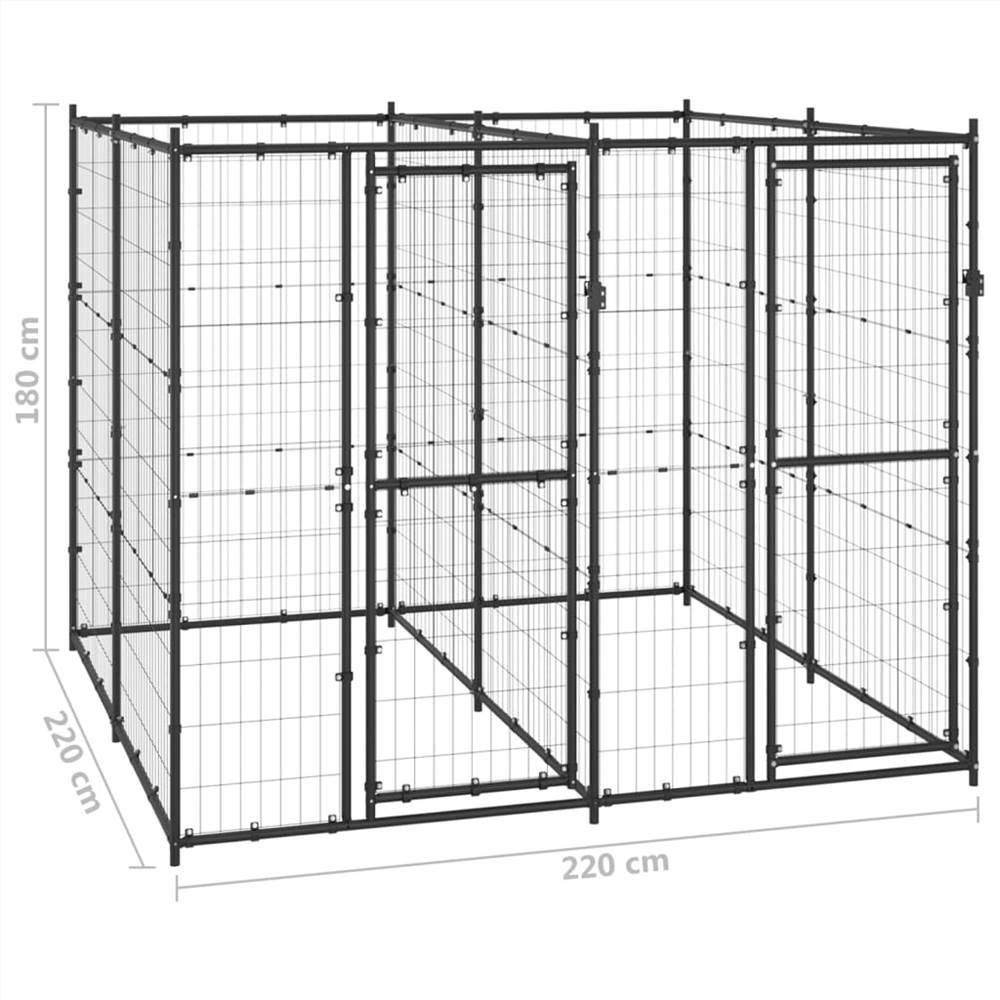 Canisa de exterior din oțel pentru câini 4,84 m²