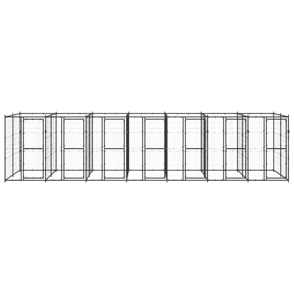 Zewnętrzna, stalowa buda dla psa o powierzchni 16,94 m²
